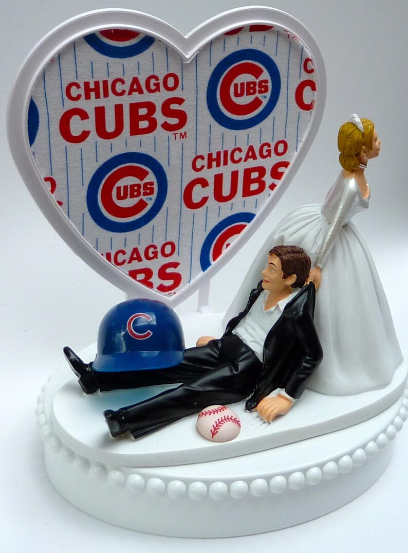Wedding Cake Topper Chicago Cubs Baseball Sports Themed Groom Etsy