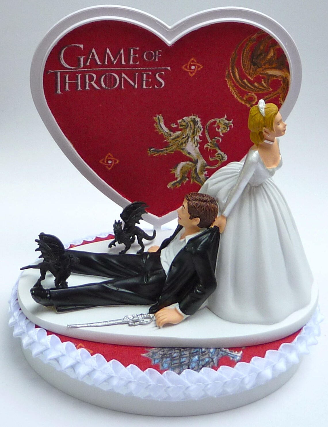 Wedding Cake Topper Game of Thrones Themed Dragons Sword Bride Etsy