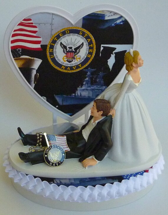 Wedding Cake Topper U S Navy Themed Enlisted Military Troops Etsy