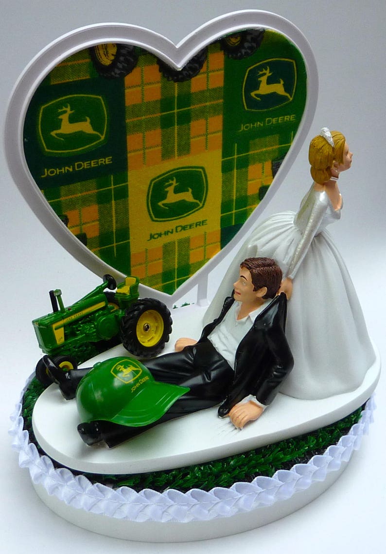 Wedding Cake Topper John Deere Green Tractor Themed w