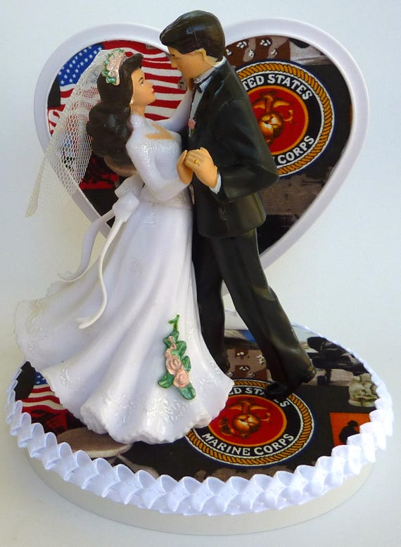 Wedding Cake Topper U.S. Marine Corps Themed USMC Bride Groom Wedding Cake Topper U.S. Marine Corps Themed USMC Bride Groom