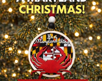 Maryland Crab Christmas Ornament | It’s a Maryland Thing | Multilayer Wooden Ornament | State Pride Holiday Tree Decor