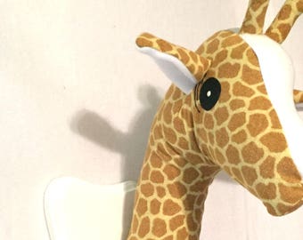 Stuffed Gold Giraffe Head / Stuffed Animal Head / Faux Animal Head / Giraffe Wall Mount / Giraffe Decor / Best Baby Shower gifts