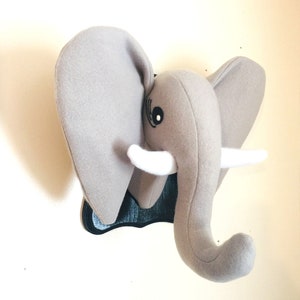 Stuffed Gray Elephant Head / Stuffed animal head / Faux animal head / Elephant decor / Best Baby Shower gifts