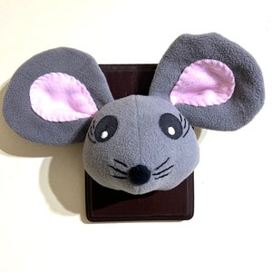 Mini Stuffed Faux Mouse Wall Mount / Stuffed Animal Heads / Nursery Decor / Best Baby Shower Gifts / Mouse Lovers