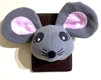 Mini Stuffed Faux Mouse Wall Mount / Stuffed Animal Heads / Nursery Decor / Best Baby Shower Gifts / Mouse Lovers