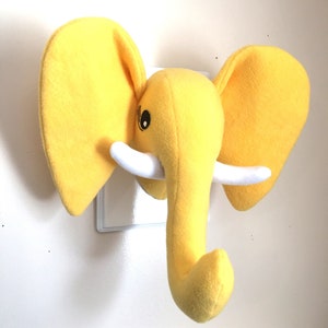 Stuffed Yellow Elephant Head / Stuffed Elephant head / Stuffed animal head / Faux animal head / Kids Room Decor / Best Baby Shower Gifts
