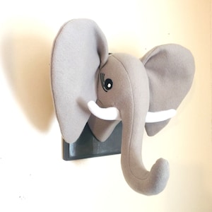 Stuffed Gray Elephant Head / Stuffed Elephant Head / Stuffed Animal Head / Faux Animal Head / Best Baby Shower gifts