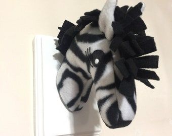 Stuffed Zebra Head Wall Decor / Faux Zebra Taxidermy / Zebra Lovers Gifts / Nursery Room Decor / Best Baby Shower Gifts / Mini Zebra Art