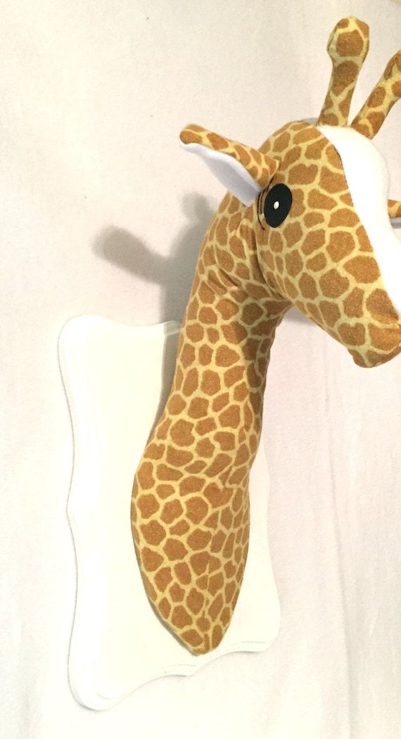 stuffed giraffe head wall mount