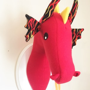 Red Dragon Head Wall Mount / Fire breathing Dragon / Stuffed Animal Head / Dragon Lovers Gifts / Best Baby Shower Gifts / Toddler Room Decor