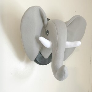 Elephant Stuffed Faux Wall Mount / Stuffed Animal Head / Elephant Wall Art / Safari Nursery / Jungle Animal / Zoo Animals / Baby Shower Gift