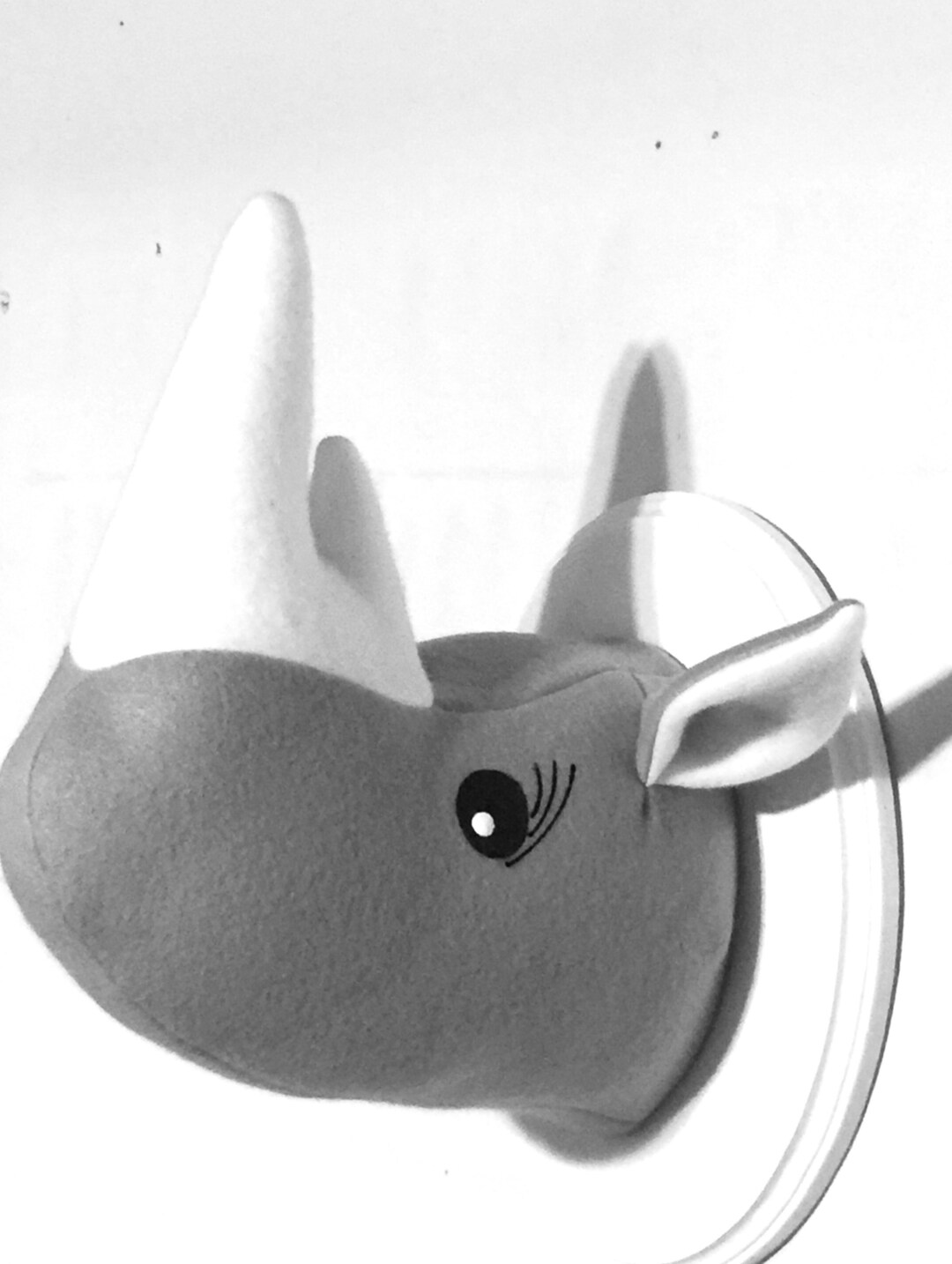 Rhino Stuffed Faux Animal Head Wall Mount / Gray Rhino Nursery Decor