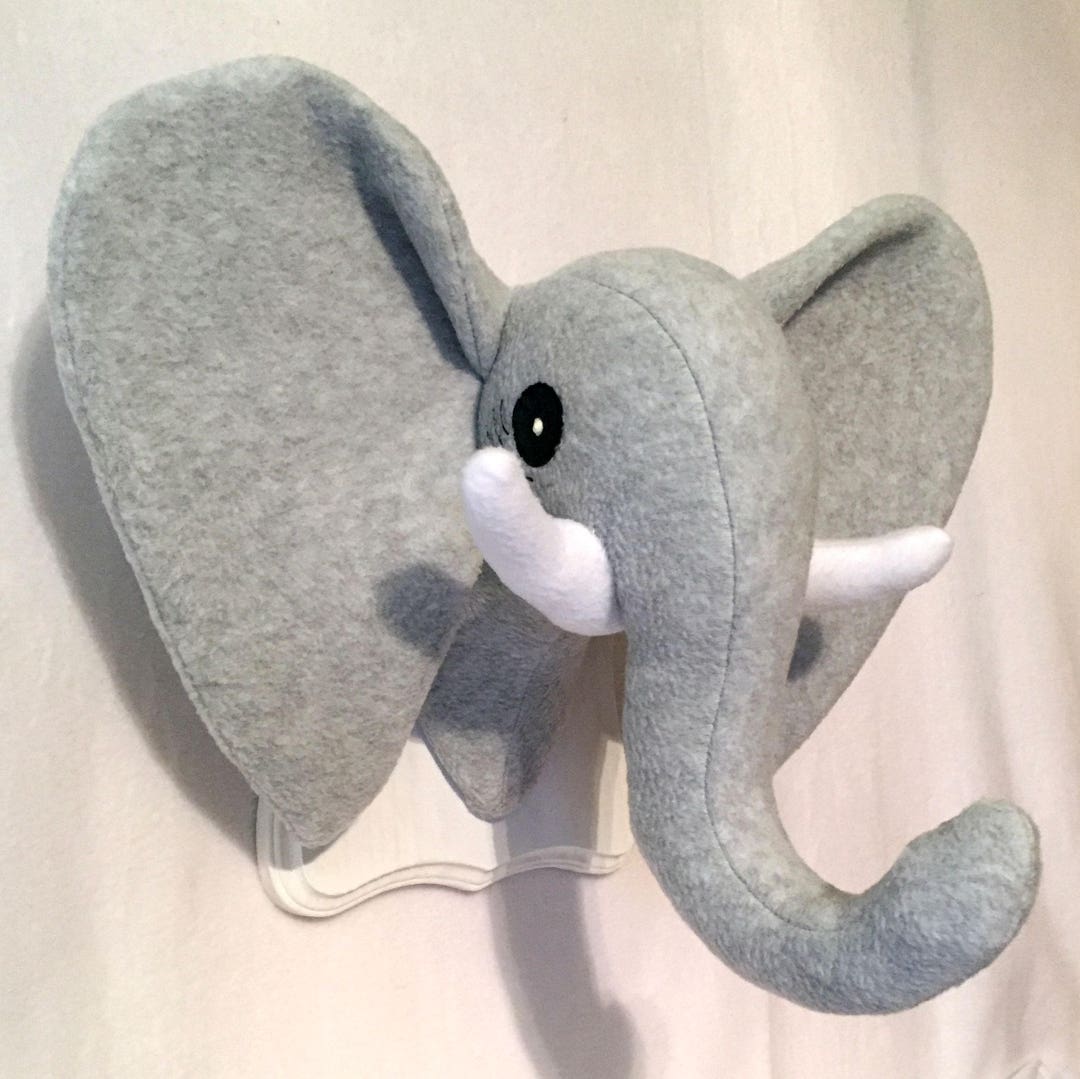 Stuffed Heather Gray Elephant / Stuffed Elephant Head / Stuffed Animal ...