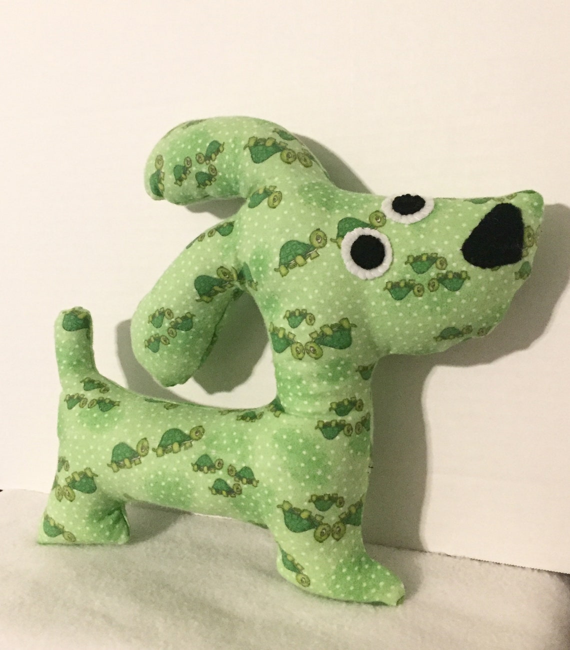 Stuffed Animal Puppy Dog / Comforting Cozy Green Dog / Best Etsy
