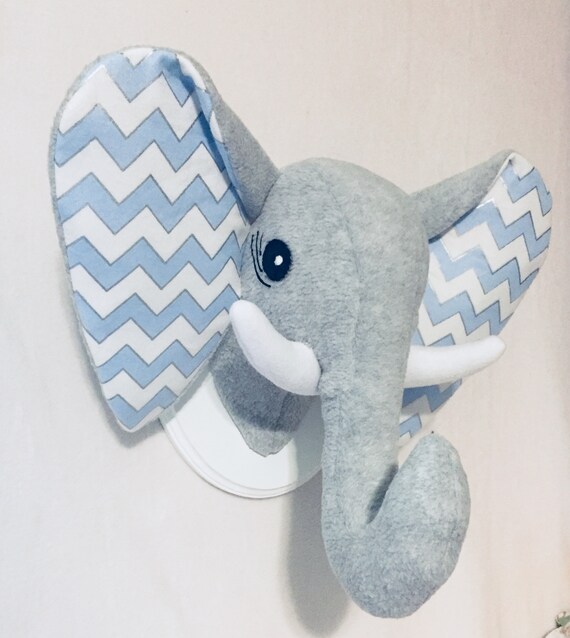 plush elephant head wall mount