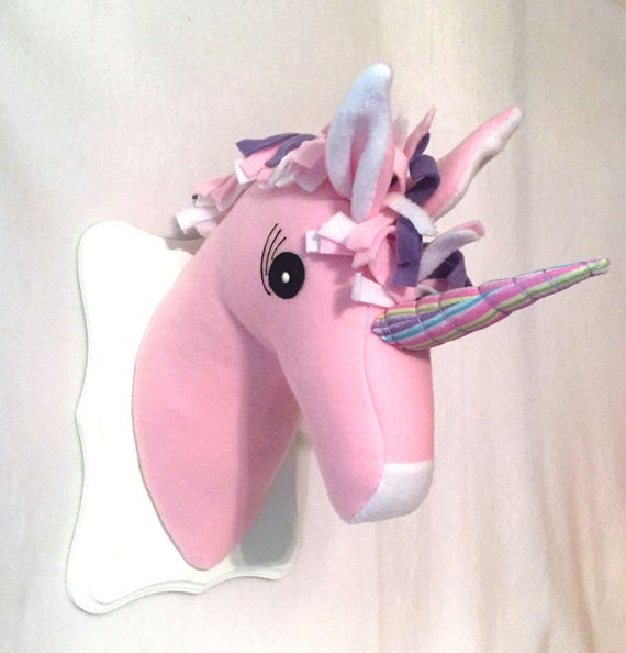 stuffed unicorn head wall decor