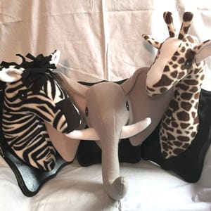 Stuffed Safari Animal Heads Trio / Stuffed animal heads / Faux animal heads / Set of 3 animal heads / Best Baby Shower Gifts