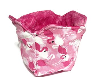 Pink Flamingo Pint Cozy: Reversible Cotton ice cream / single serving soup / Mac and cheese / Cereal / Snack Cozy