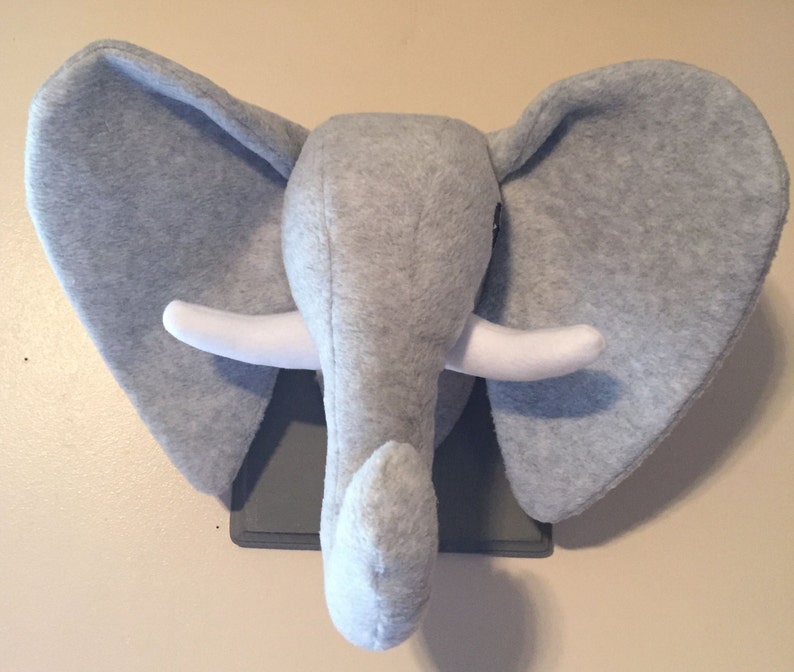 Gray Elephant Head / Stuffed Elephant Head / Light Gray | Etsy