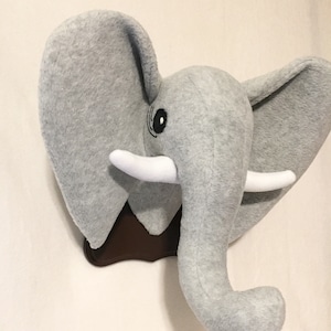 Heather Gray Elephant Head / Stuffed Animal Head / Faux Animal Head / Elephant Nursery / Kids Room Decor / Best Baby Shower gifts