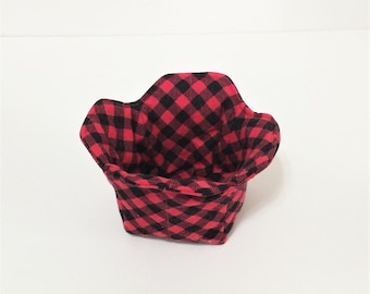 Red and Black Buffalo Check Ice Cream Pint Cozy / Ice Cream Lovers Gifts / College Kid Gifts / Gift for Him and Him / Single Soup Hot Pad
