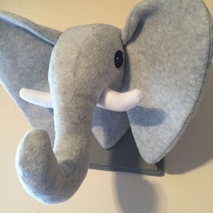 Gray Elephant Head / Stuffed Elephant Head / Light Gray Elephant / Stuffed Animal Head / Faux Animal Head / Best Baby Shower gifts