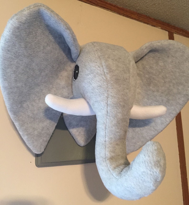 Gray Elephant Head / Stuffed Elephant Head / Light Gray | Etsy
