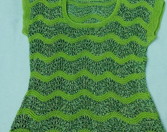 Green/Multi Fan & Feather Fitted Sweater