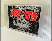 Red sunglasses stained glass sun catcher