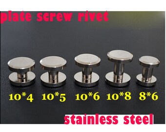 50-100 PCS 8*6/10*4/10*5/10*6//10*8/mm stainless steel silver color belt bag plate Chicago Screw Stud Rivet Belt Strap Fastener, KS-510