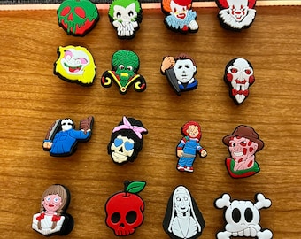 24pc Lot of Scary Character Shoe Charms for Crocs Clogs: Ghostface Chucky &  Mor