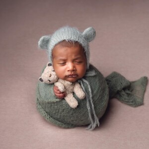 Fluffy Bear Hat Newborn Bear Hat Grey 