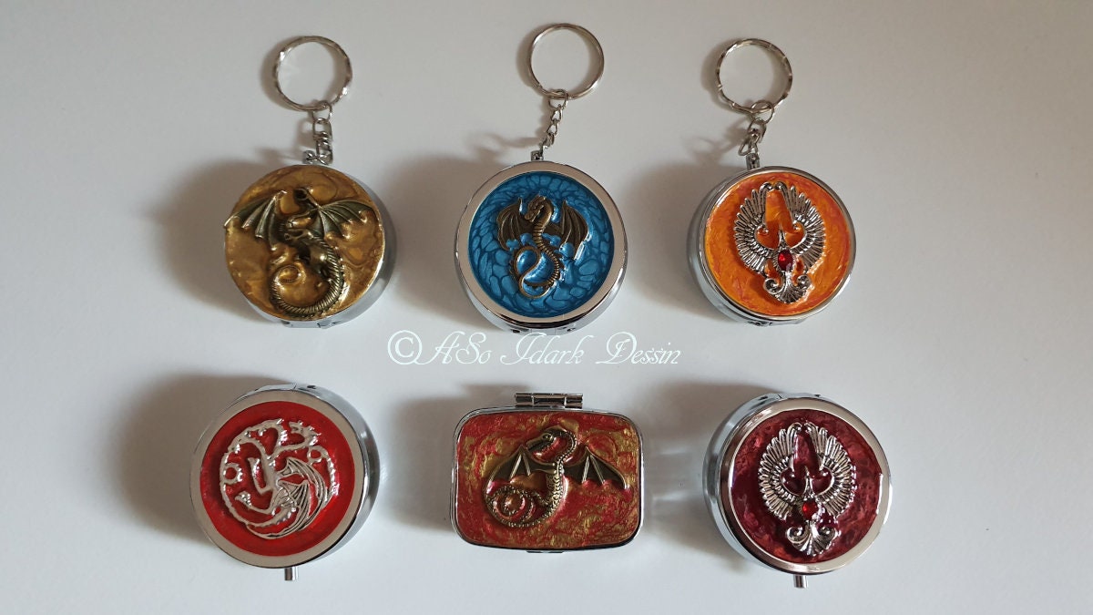 Petite Boite en Métal Argenté - Pilulier de Poche à Compartiments Petite Porte Clés Collection Drago