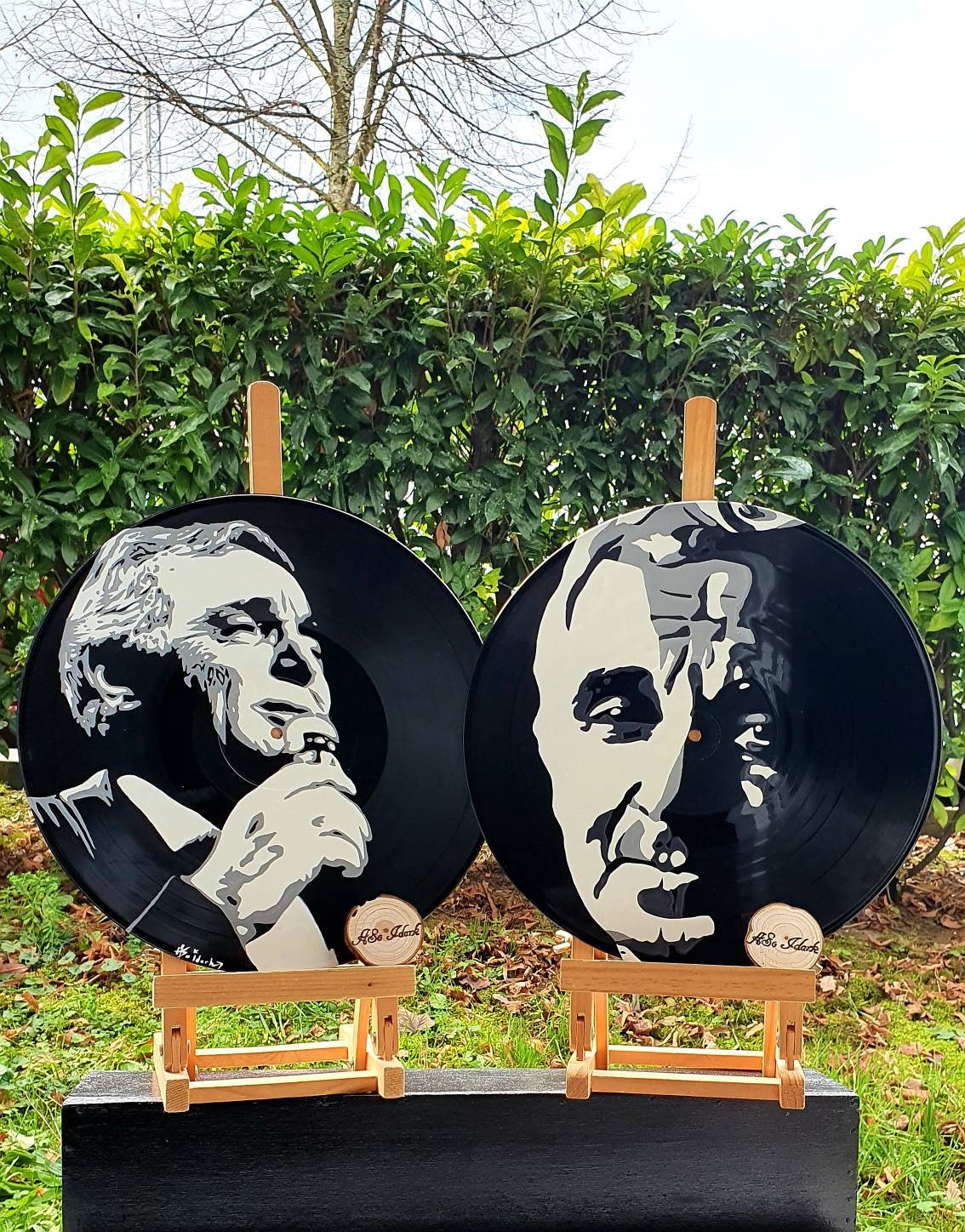 Disque Vinyle Portrait Déco Adaptable en Horloge Disque 33 Tours Pop Art d'après Photo Hommage A Cha