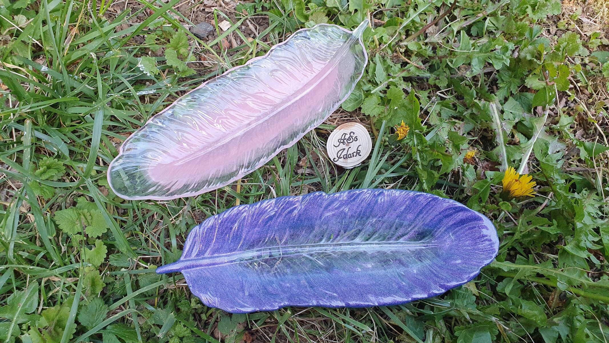 Petite Coupelle en Forme de Plume Déco Résine Époxy Diverses Utilisations, Rangement Bijoux, Stylo,