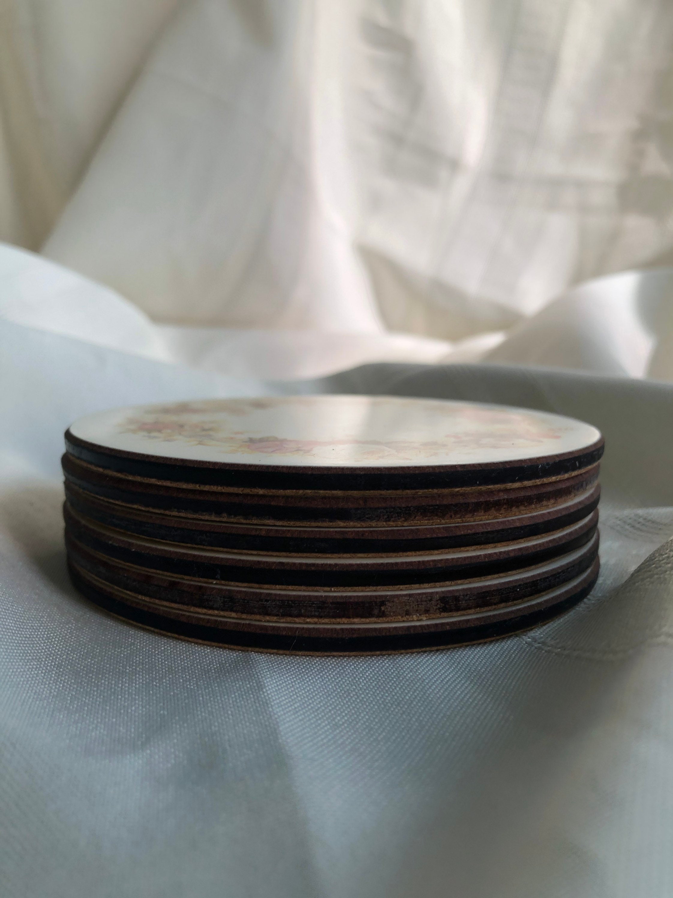 Vintage Floral Cork Coasters Set of 6 Etsy