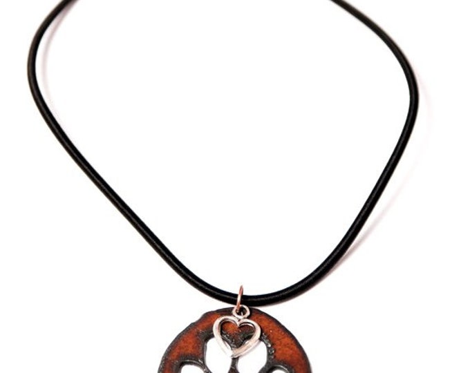 Dog Rescue Jewelry // Paw Print Necklace // Rustic Metal Etsy
