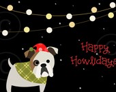 Cute Christmas Card / Funny Christmas Card / Digital Christmas Card / Holiday Card / Happy Holidays / Unique Card, English Bulldog Christmas