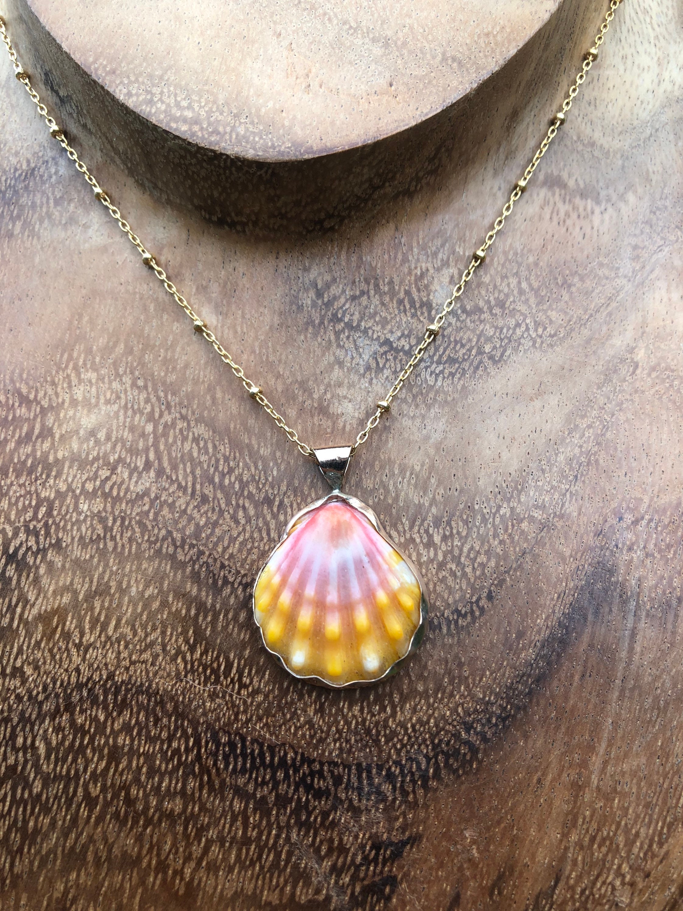 Gold filled sunrise shell necklace