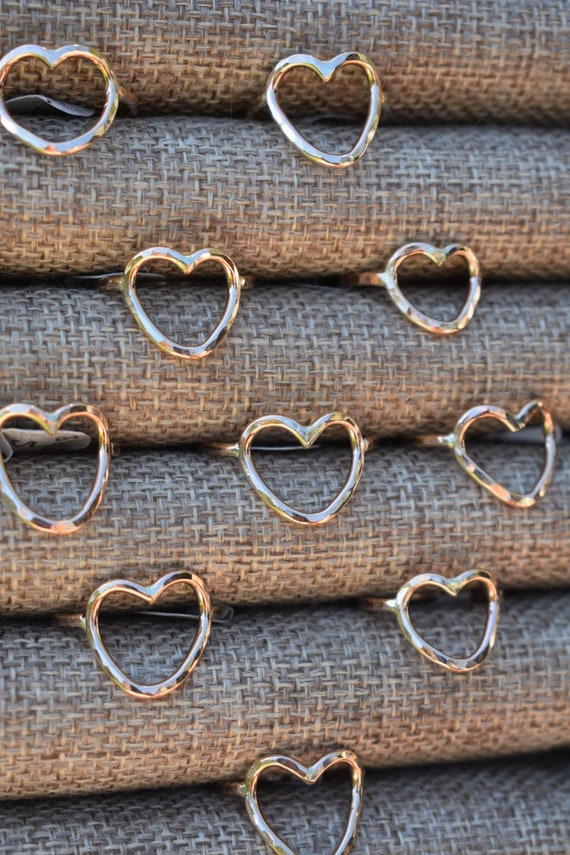 hammered heart ring