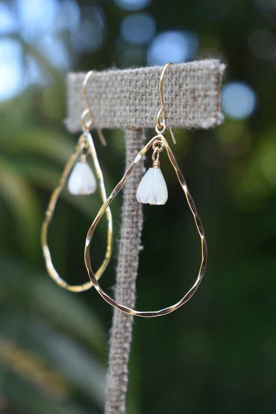 Pikake teardrop hoops