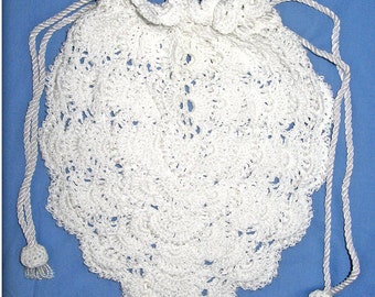 Crocheted Wedding Drawstring Bag/Purse