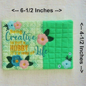 Being Creative Mug Rug - Quilted, Appliqued & Machine Embroidered