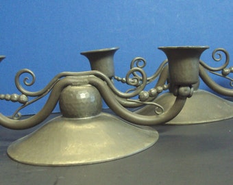 Arts and Crafts, Deco,Pewter Candle Holders signed Sergei Nekrassoff