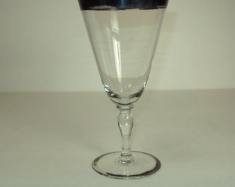 PAIR of SIGNED Hawkes Crystal Goblet with Sterling Band