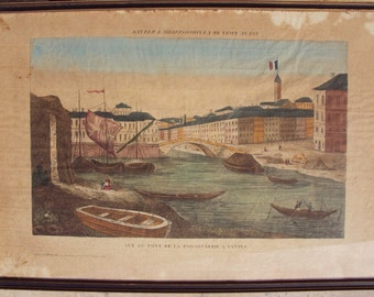 1764 French Engraving, hand colored