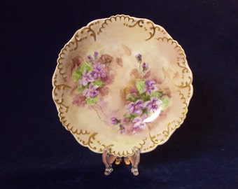 Antique Hand Painted Plate Violets
