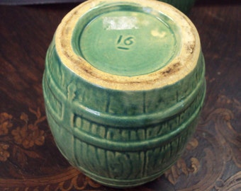 Rare Nelson McCoy Mug Blue-Green early makers mark Barrel