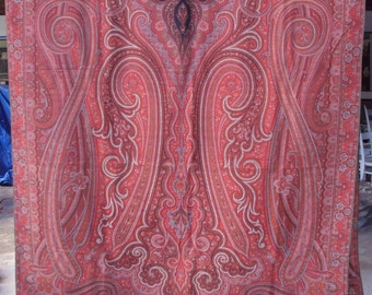 Paisley Shawl, Antique 1800's, 60 by 128 inches